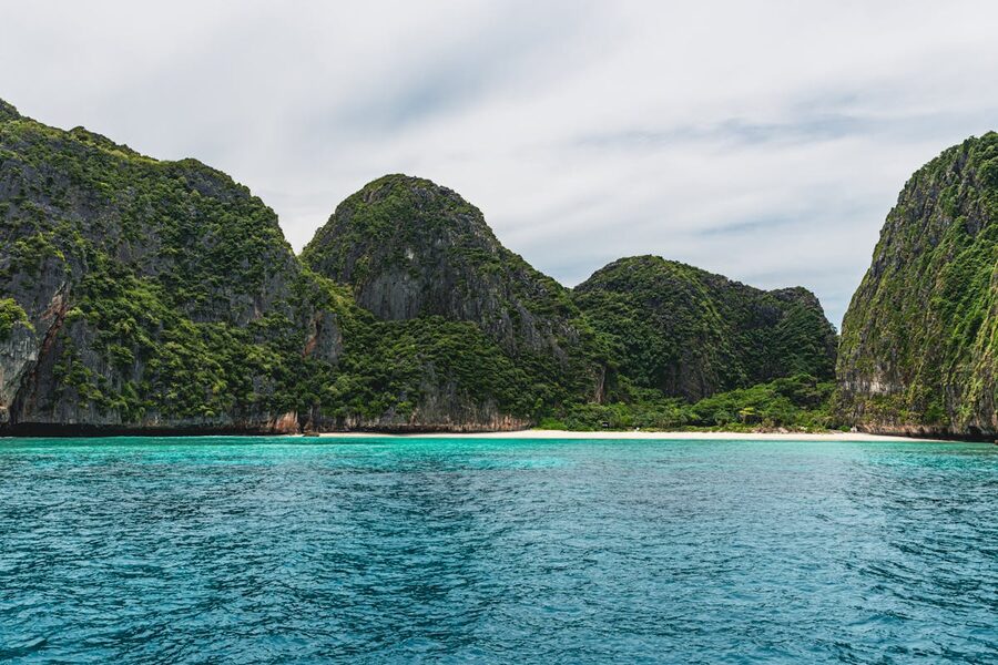 Beautiful turquoise waters and limestone cliffs in Phuket Thailand