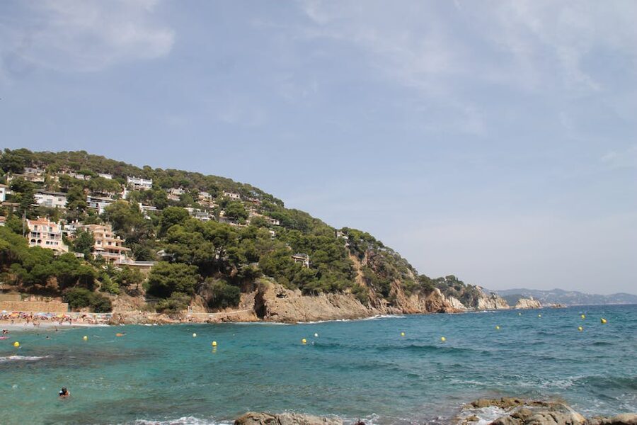 Tranquil Cala Canyelles cove with clear water and pine trees