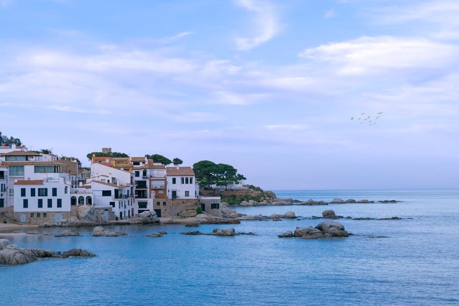 Whitewashed fishermen's houses at Calella de Palafrugell on Costa Brava