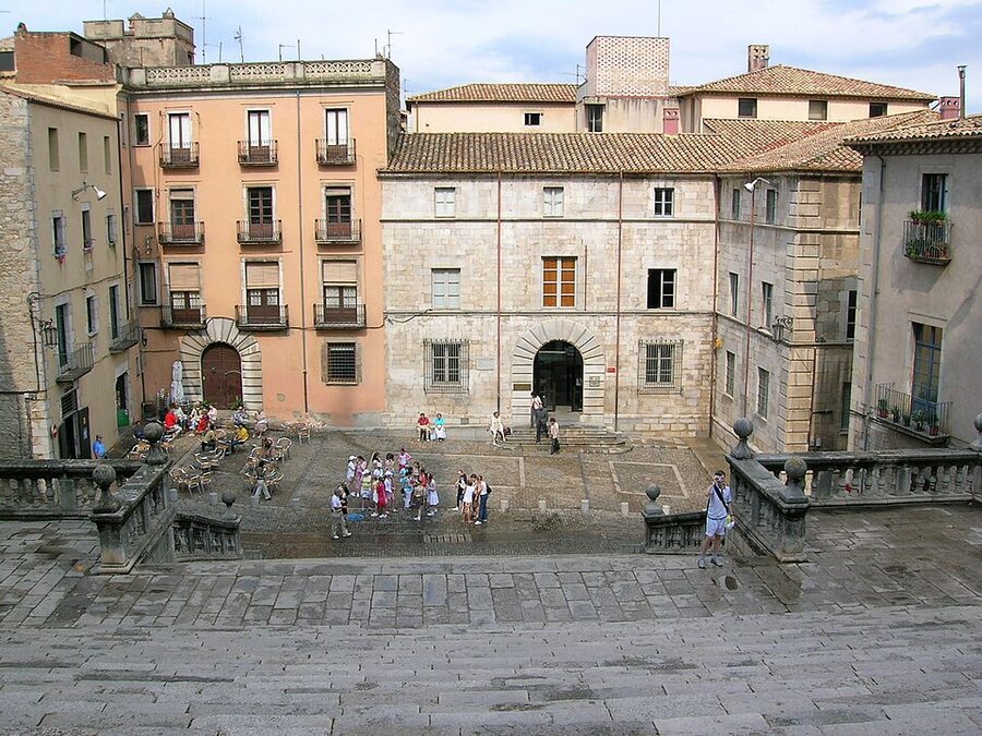 Steps and square below Girona Cathedral