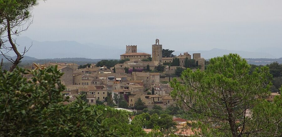 Pals medieval village stone tower in Catalonia, Spain