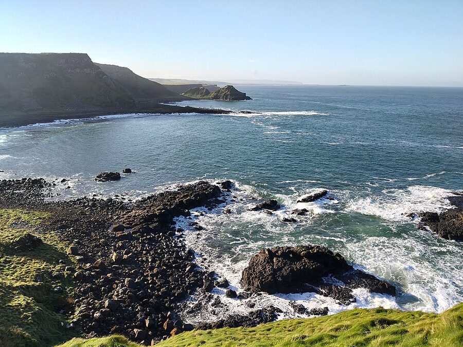 View of the Giants Causeway from the Organ Pipes basalt formation