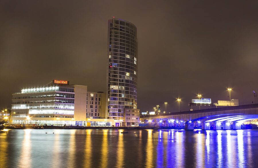 Belfast city long-exposure scene