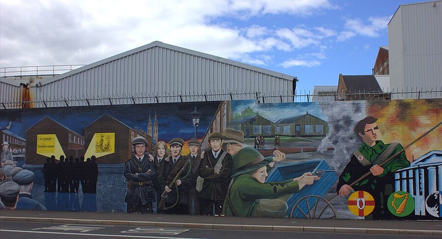 Divis murals at the start of the Falls Road in West Belfast