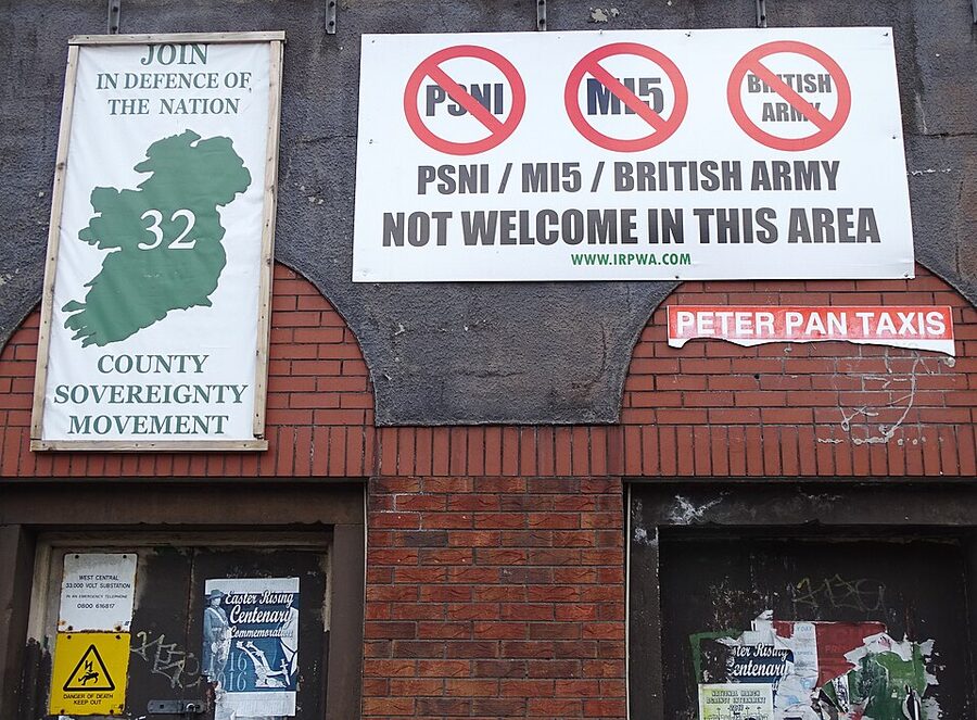 Pro-Republican posters and signage on the Falls Road in Belfast