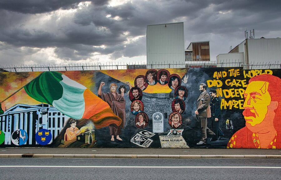 Protest mural on a Belfast street