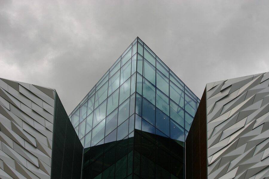 Titanic Belfast aluminium and glass facade close up