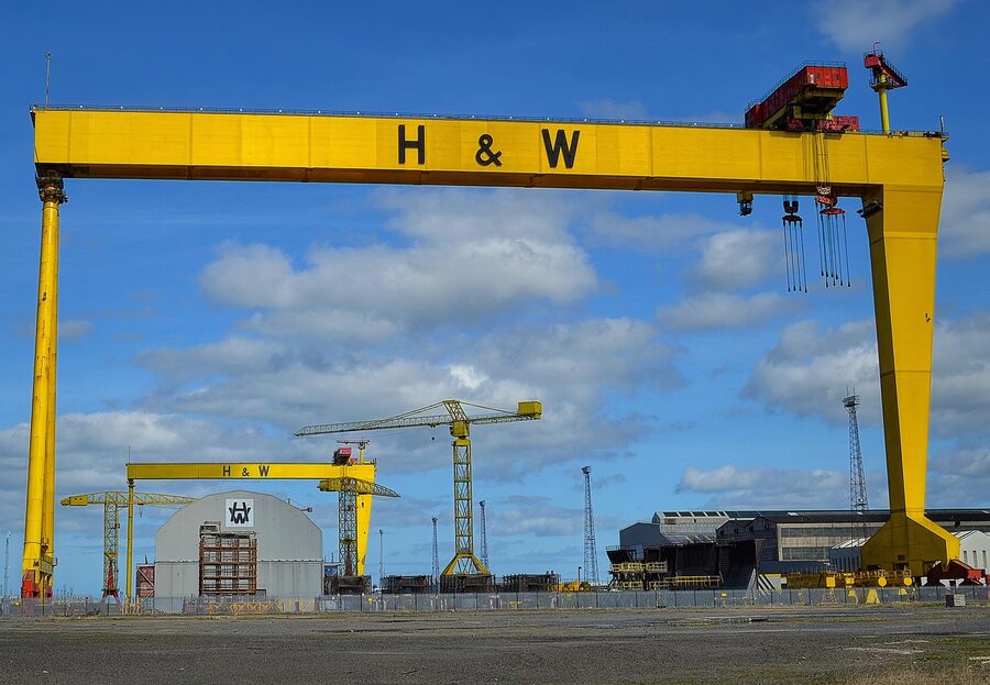Queens Island shipyard cranes Belfast Titanic Quarter