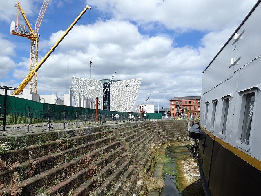 SS Nomadic moored next to Titanic Belfast museum