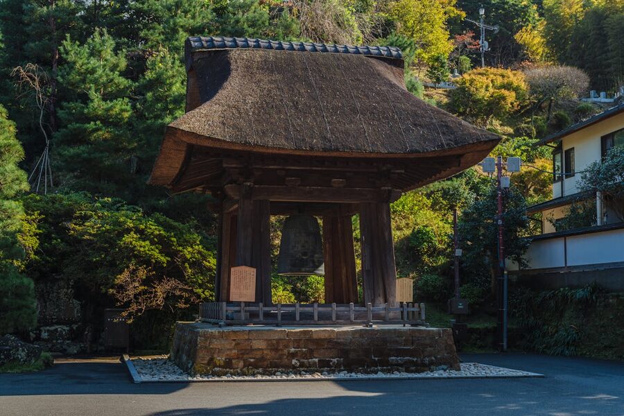 Traditional bell tower at Kencho-Ji Temple in Kamakura Japan