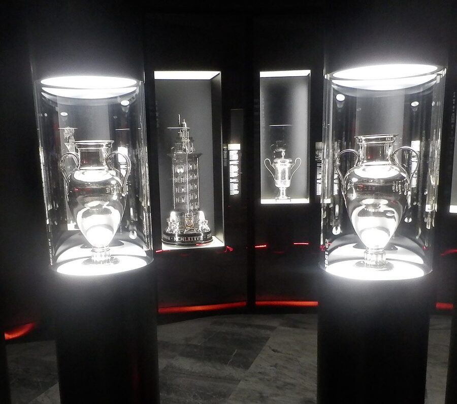 Benfica European cup trophies in museum