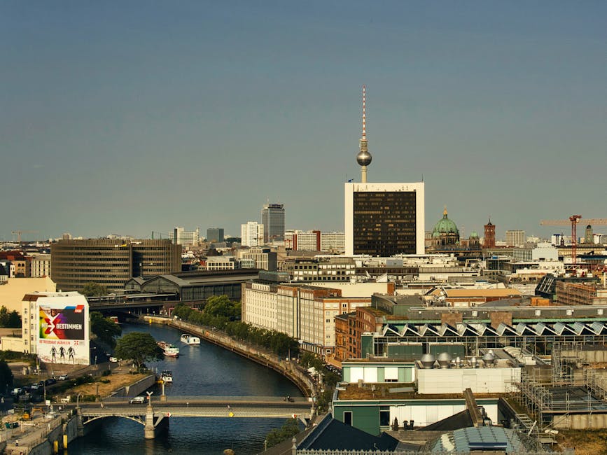 Berlin cityscape with TV Tower and Spree River