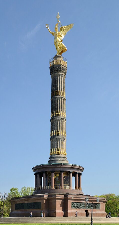 Berlin Victory Column Siegessäule golden statue against blue sky