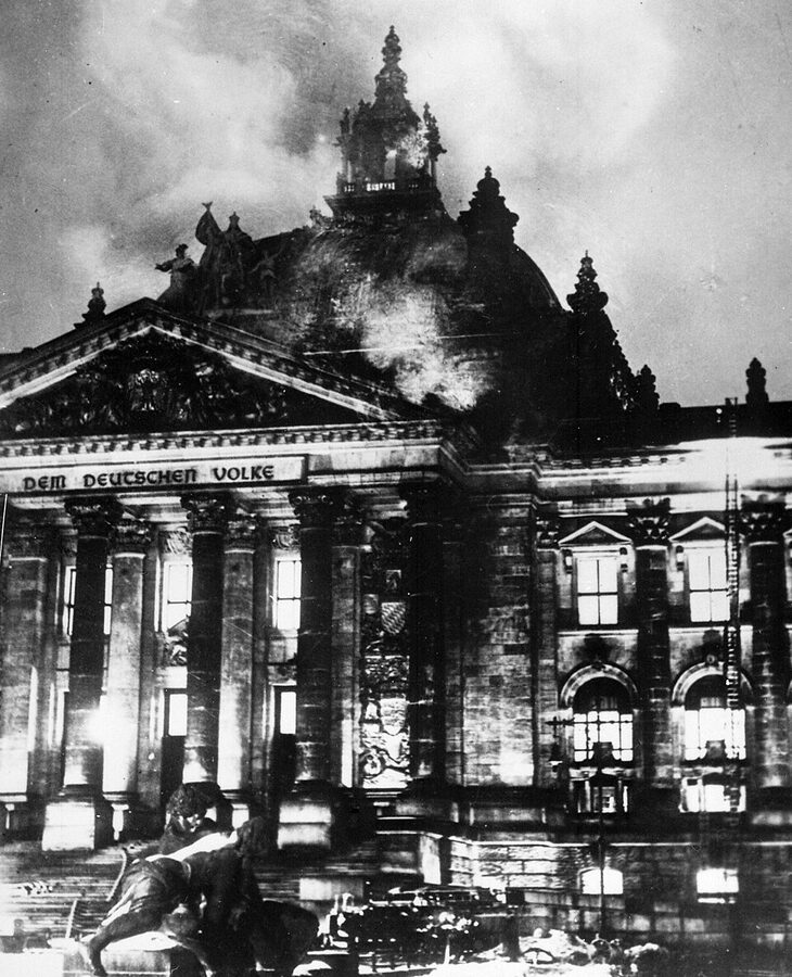 Historic photo of the 1933 Reichstag fire