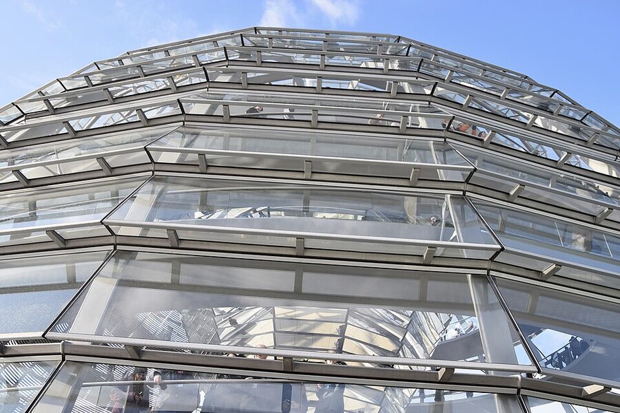 Reichstag dome detail showing Norman Foster glass and steel design