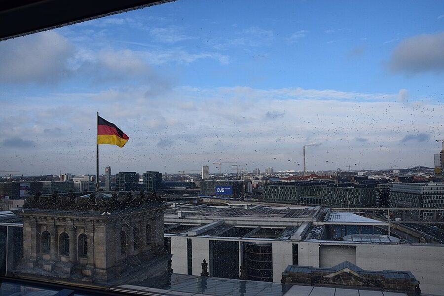 Berlin city view from the Reichstag dome looking south