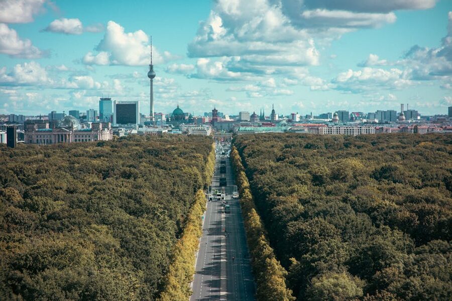 Tiergarten with Berlin TV Tower in distance