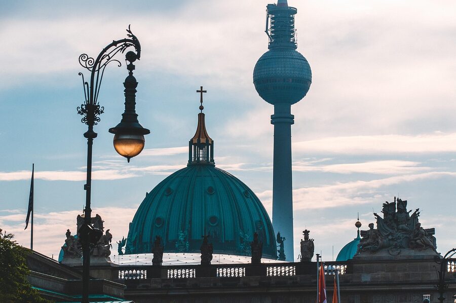 Berlin TV Tower with Berlin Cathedral skyline