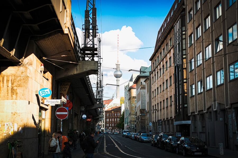 Berlin TV Tower from a Mitte street