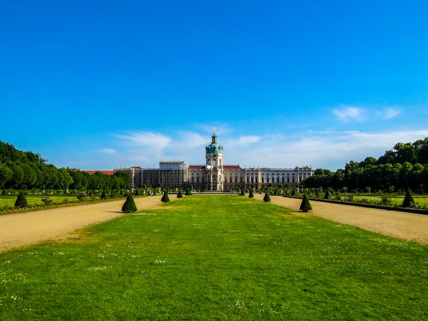 Charlottenburg Palace exterior in summer with bright gardens