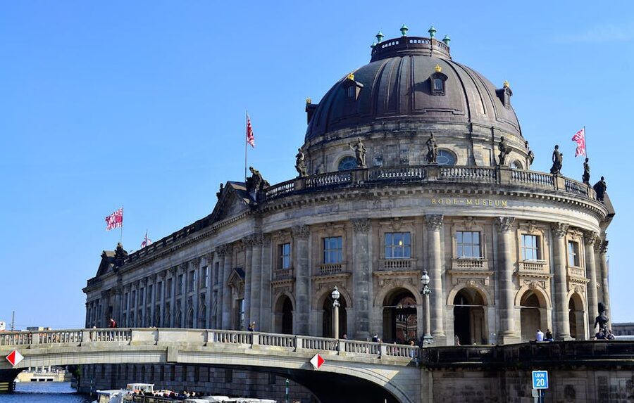 Bode Museum on Museum Island Berlin with the Spree river in foreground