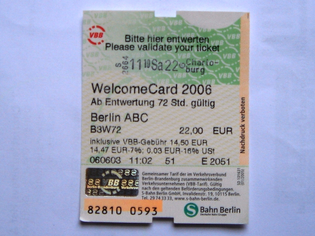 Physical Berlin WelcomeCard with attached coupon booklet