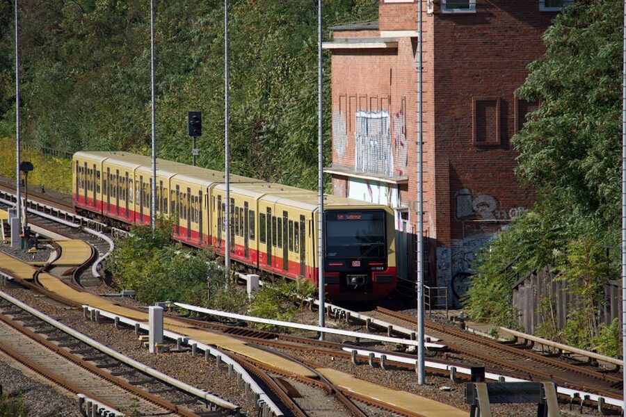 Berlin S-Bahn train passing through a leafy outer district