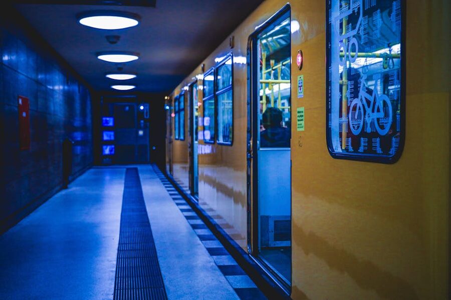 Berlin U-Bahn yellow train at an underground platform