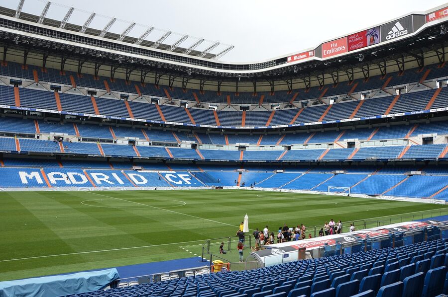 Bernabéu green grass pitch close to ground level