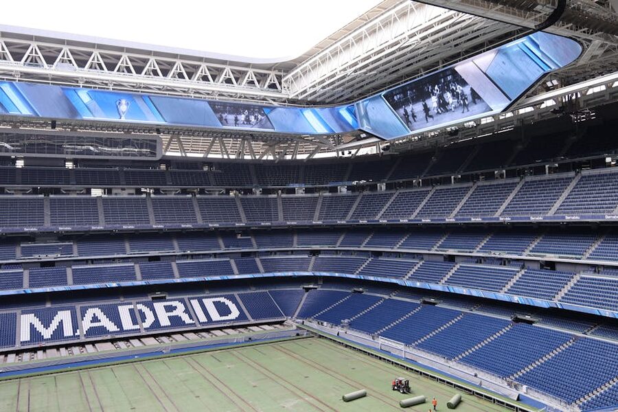Modern interior architecture of Santiago Bernabéu Stadium