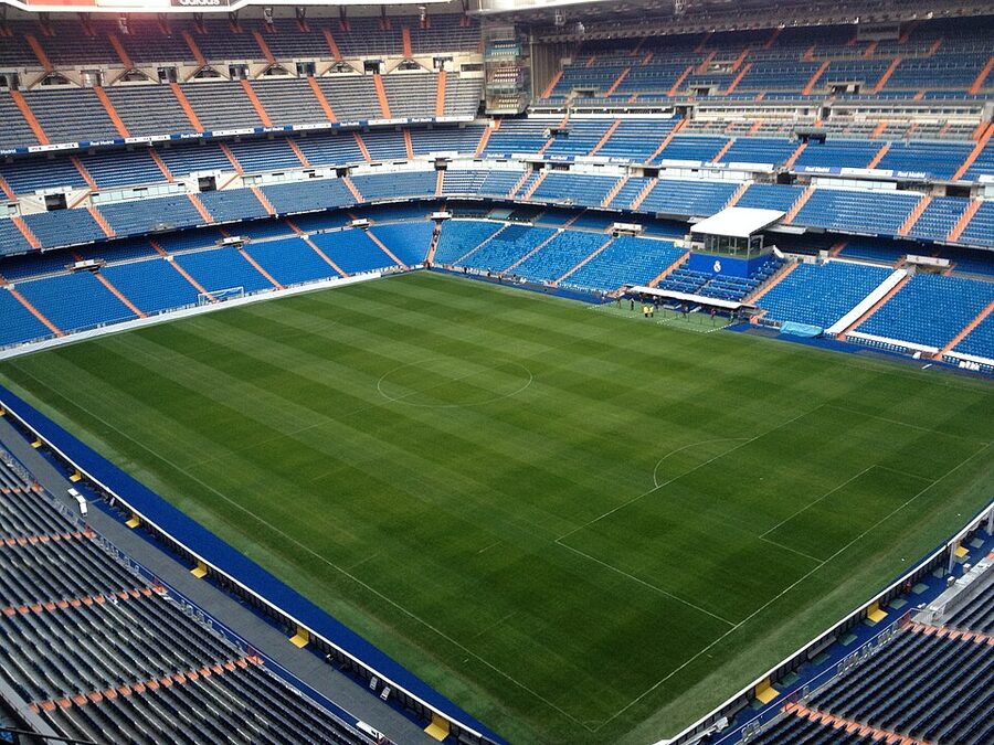 Bernabéu pitch viewed from the upper tier