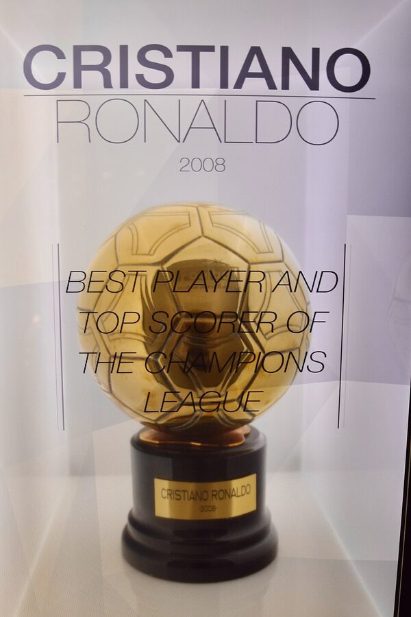 Cristiano Ronaldo's 2008 Ballon d'Or trophy on display in the Real Madrid Museum