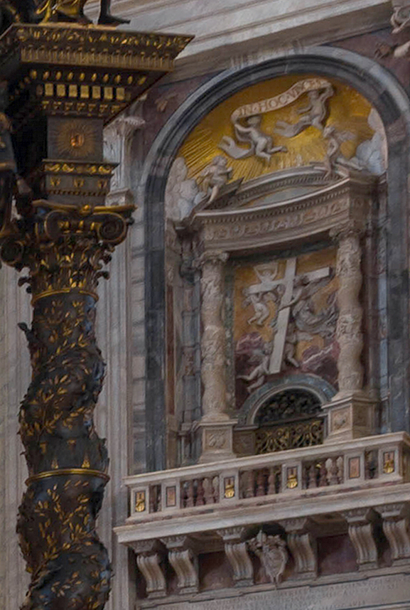 Bernini's bronze Baldachin canopy with Solomonic spiral columns