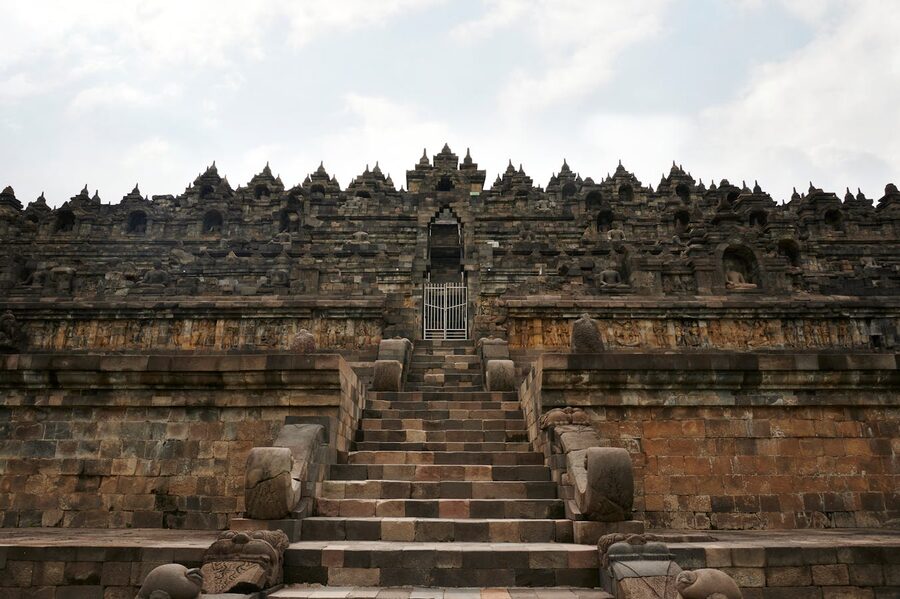 Borobudur stupa and reliefs close up