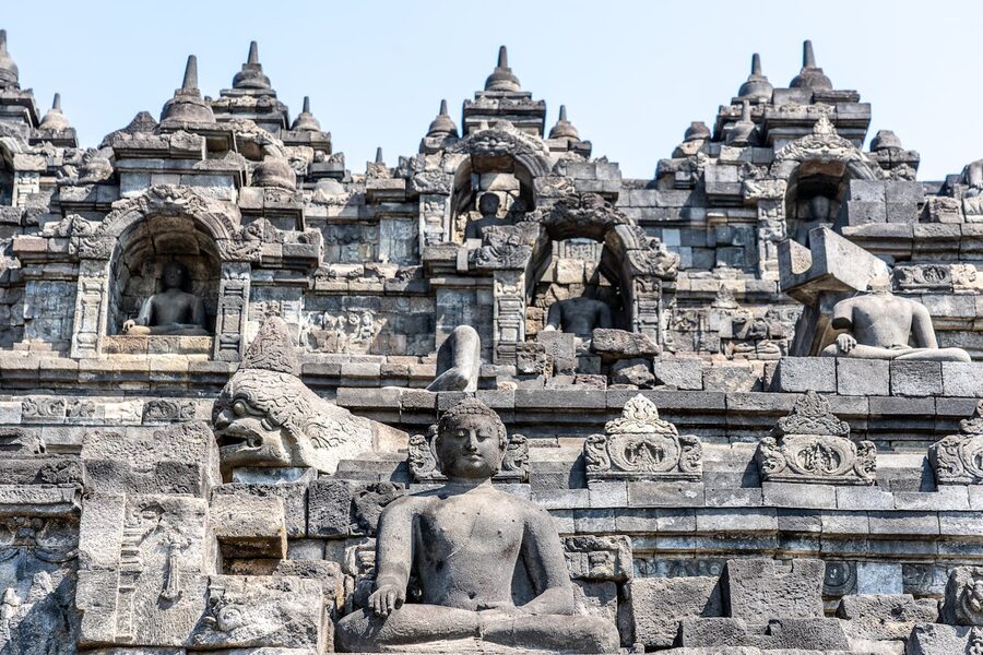 Close-up of Borobudur relief carvings