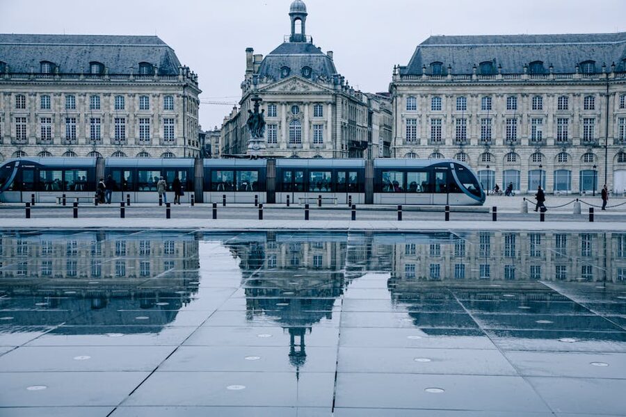 Bordeaux Place de la Bourse with tram passing