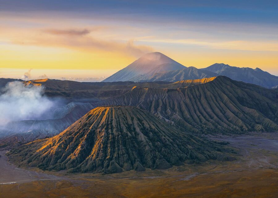 4x4 jeep convoy on the sea of sand at Mount Bromo