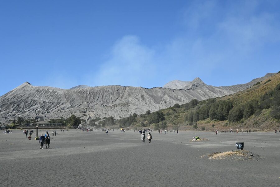 Steam rising from the Mount Bromo crater
