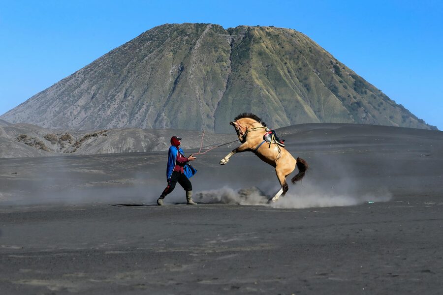 Sunrise glow over the Tengger caldera