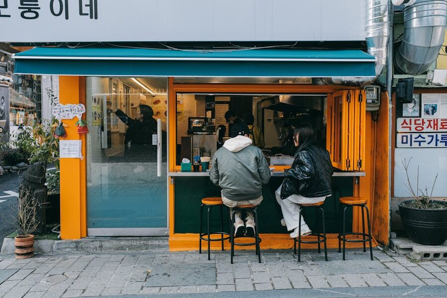 Seoul sidewalk cafe where BTS fans stop for coffee Gangnam