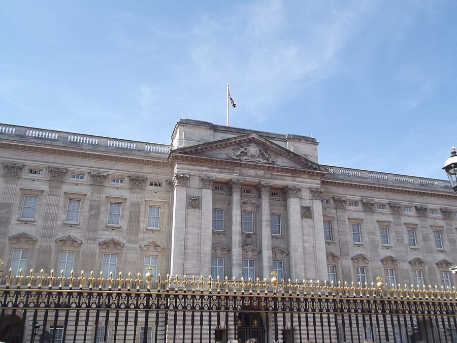 Buckingham Palace exterior facade detail view