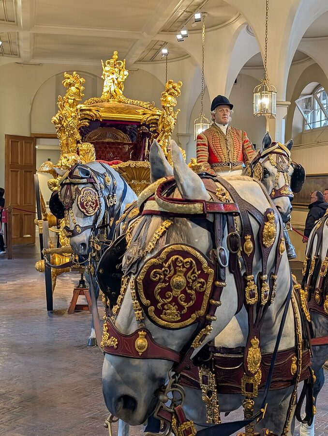 Gold State Coach in Royal Mews building interior