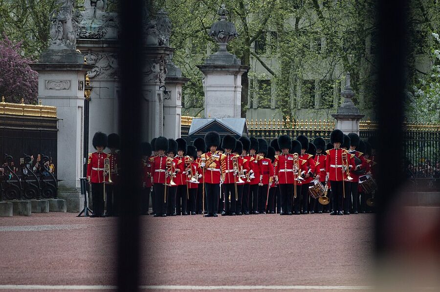 Grenadier Guards band Buckingham Palace forecourt