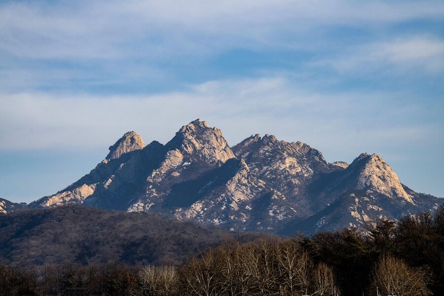 Bukhansan peak against blue sky
