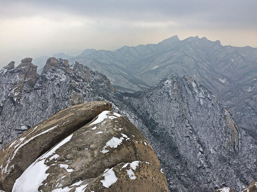 View from Baegundae Peak looking over Seoul