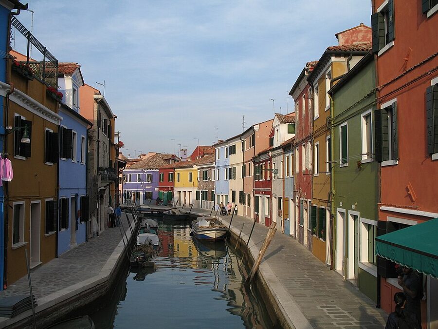 Quiet canal in Burano early morning before tourist crowds arrive