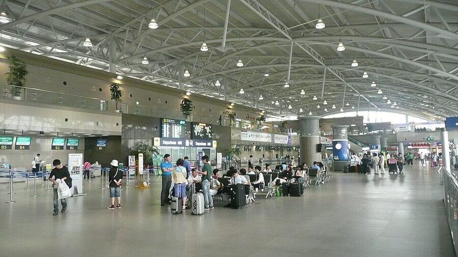 Gimhae International Airport interior check-in area in Busan