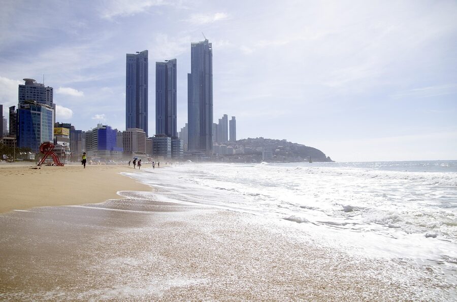 Haeundae Beach sand and ocean in Busan