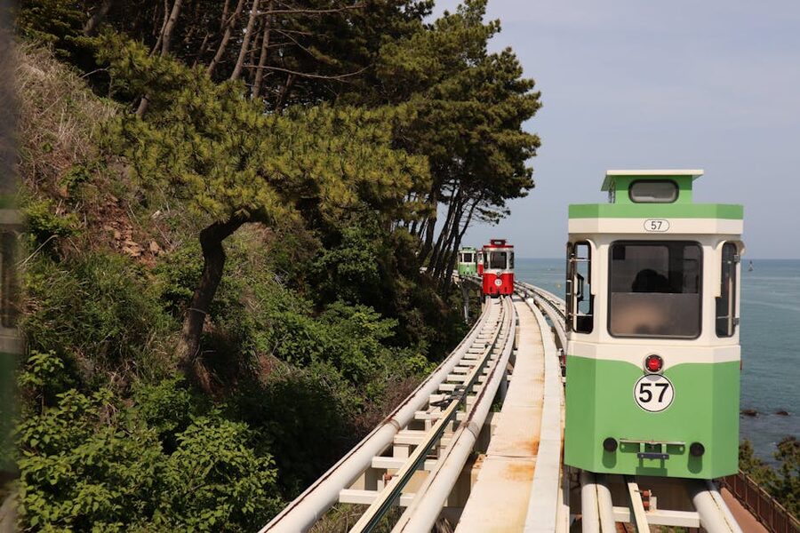 Sky Capsule with view over Haeundae coast Busan