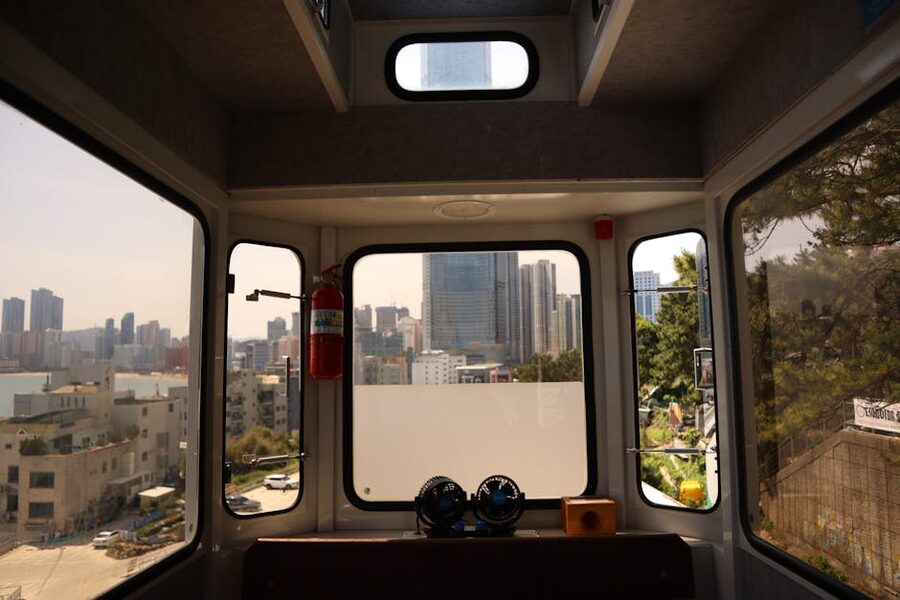 View from inside Sky Capsule cabin at Haeundae